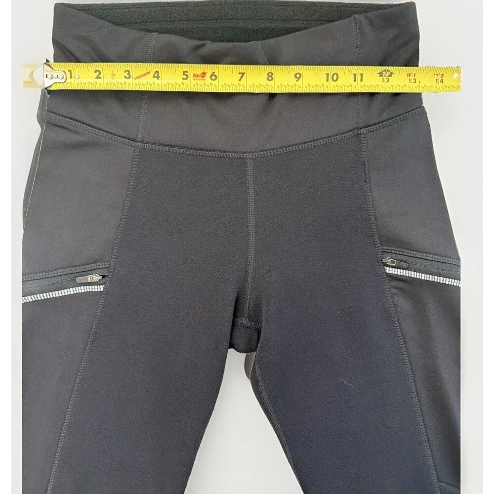 Athleta Polartec Powerlift Pants Womens Small Tall Black Fleece Bootcut Zip